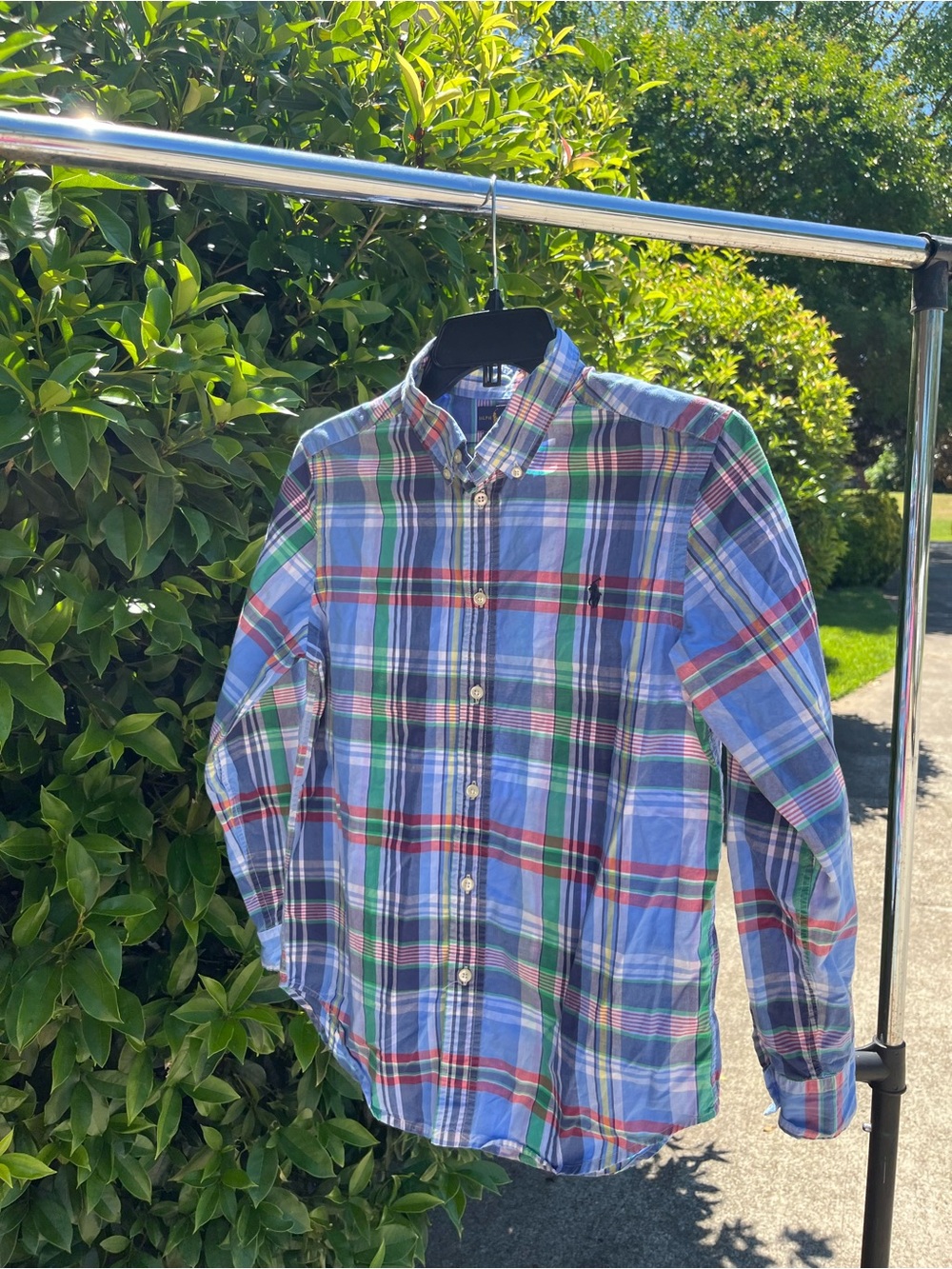 Ralph Lauren Blue Green Red Plaid Button-Down Shirt Boys